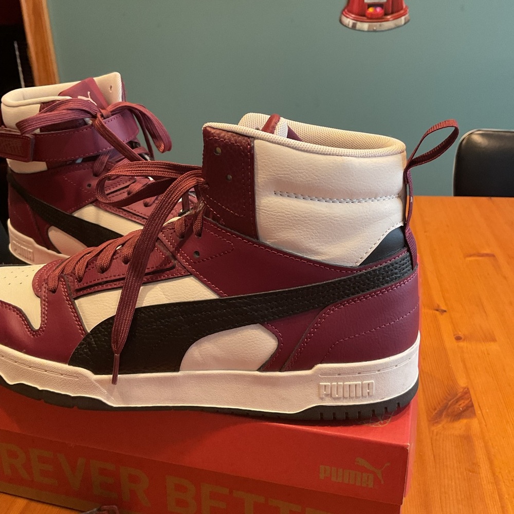 MEN’S PUMA BASKETBALL HIGH TOP SNEAKERS SZ 12 RBD GAME MAROON PURPLE BLACK WHITE - Picture 7 of 11